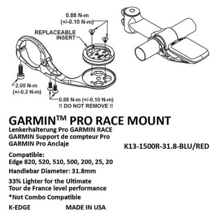 K-Edge Garmin Bağlantısı Pro Race K13-1500R Mount Kırmızı - 3