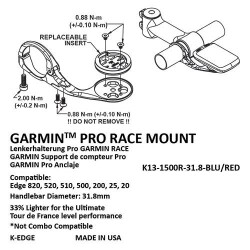 K-Edge Garmin Bağlantısı Pro Race K13-1500R Mount Mavi-Kırmızı - 6