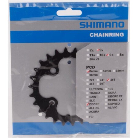 Shimano Deore FC-M590 / FC-M591 104mm BCD 26T Orta Yaprak Dişlisi - 1