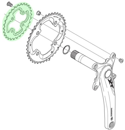 Shimano XT FC-M785 - FC-M675 SLX - 64mm BCD 28T Yaprak Dişlisi - 3